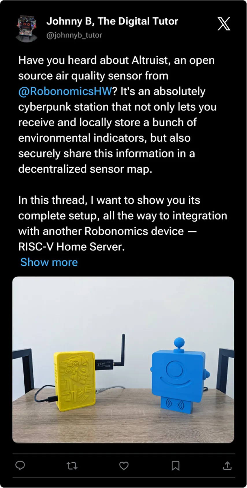 Community tweet about Robonomics