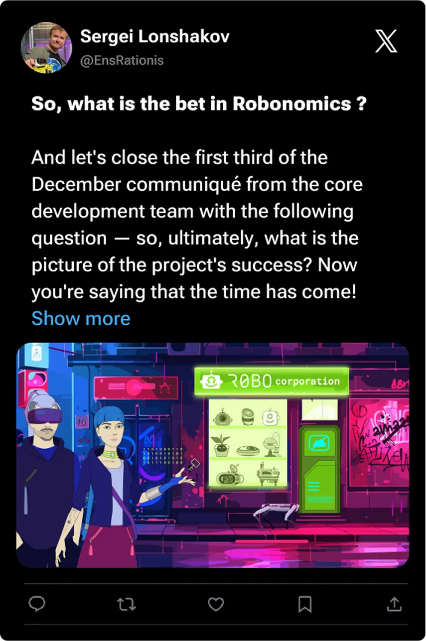 Community tweet about Robonomics