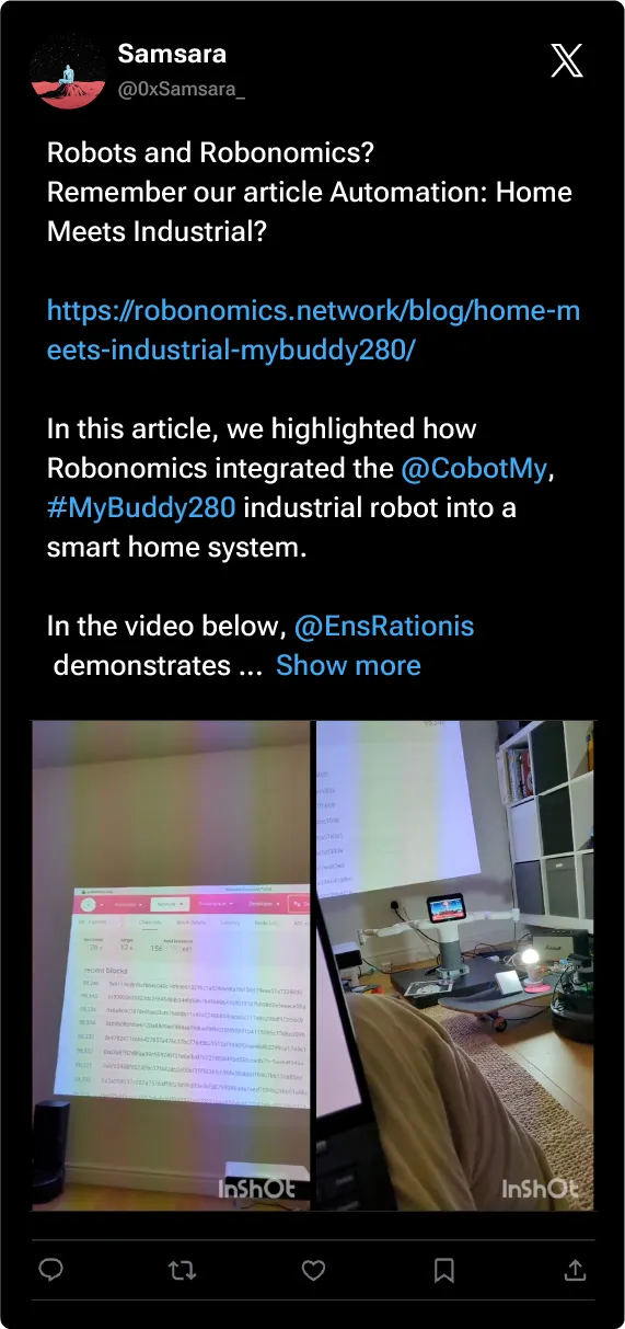 Community tweet about Robonomics