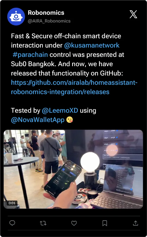 Community tweet about Robonomics