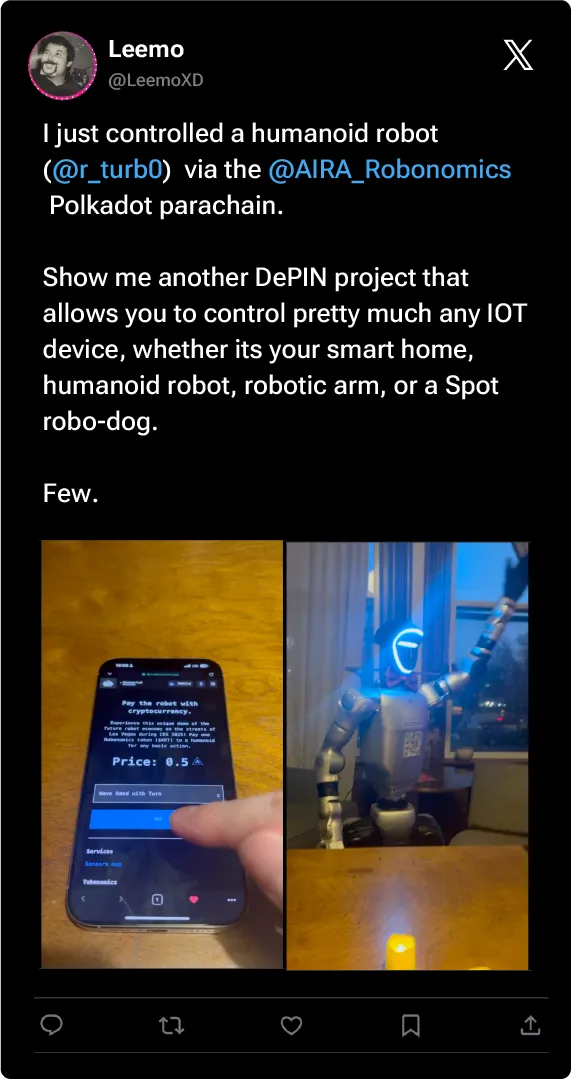 Community tweet about Robonomics