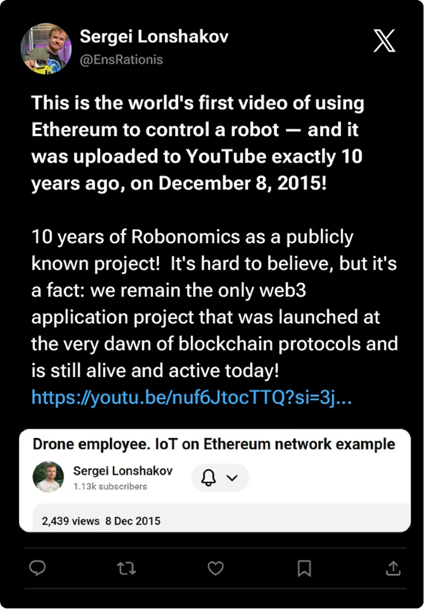 Community tweet about Robonomics