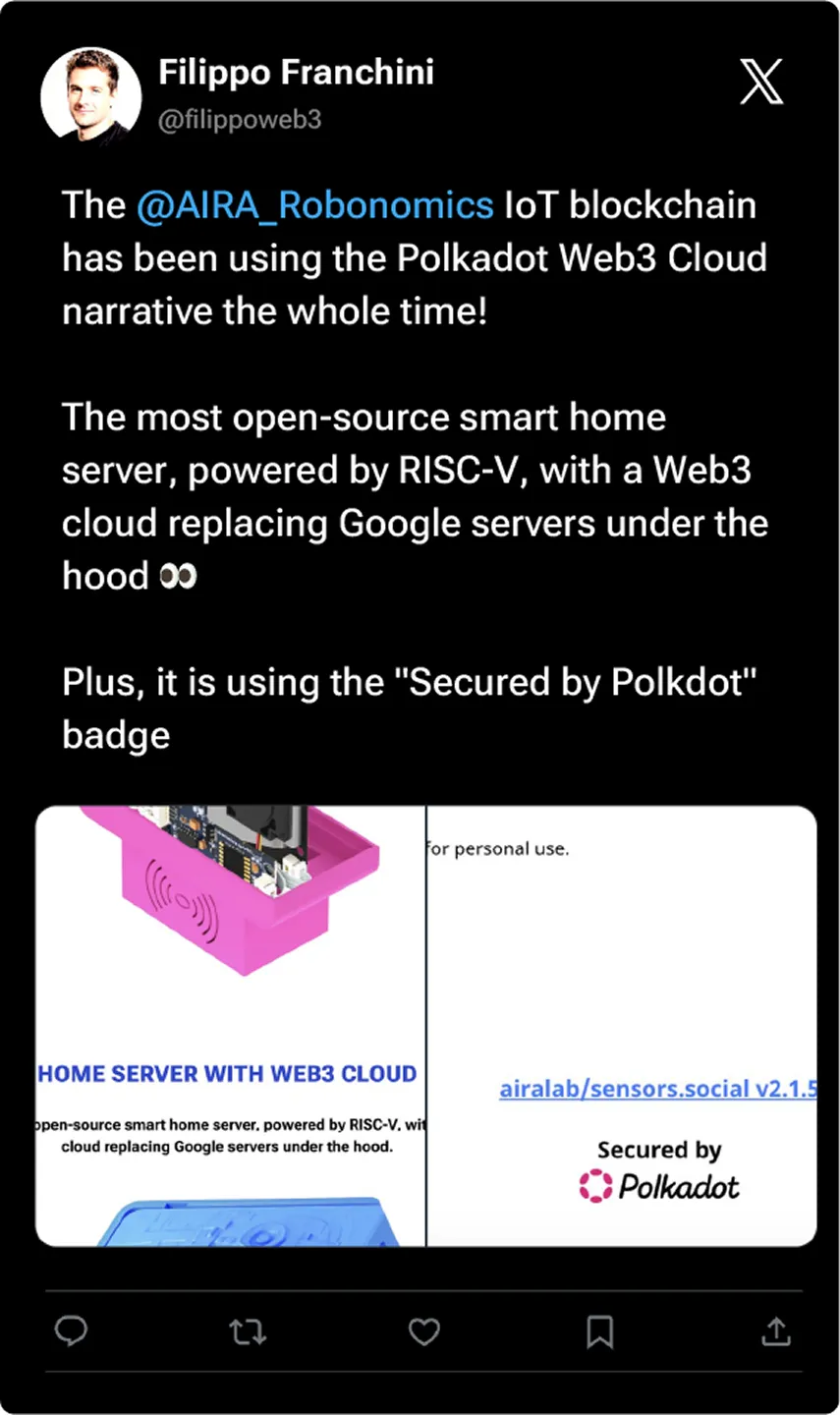 Community tweet about Robonomics