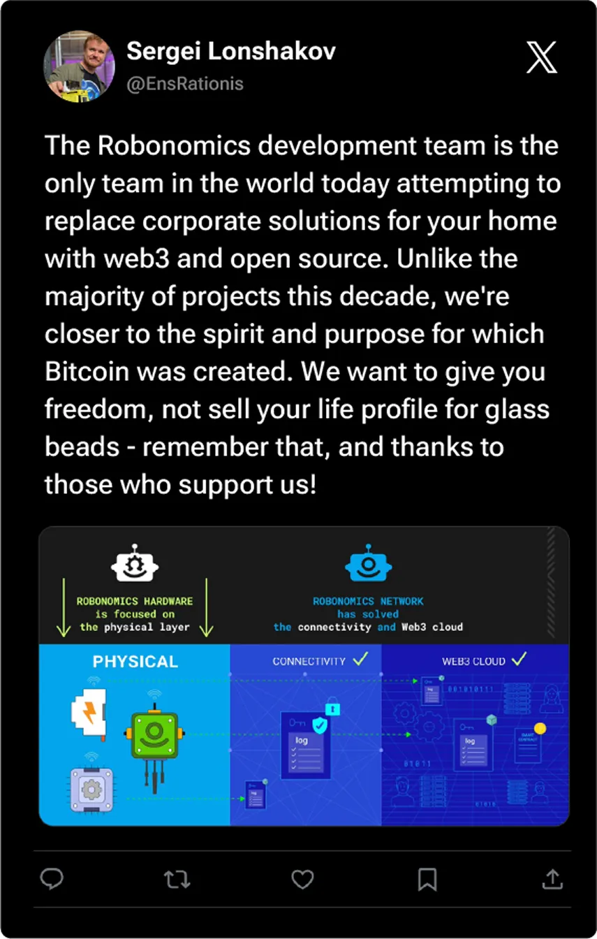 Community tweet about Robonomics