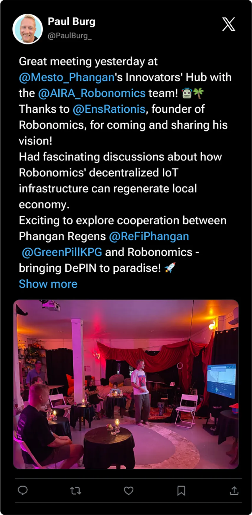 Community tweet about Robonomics