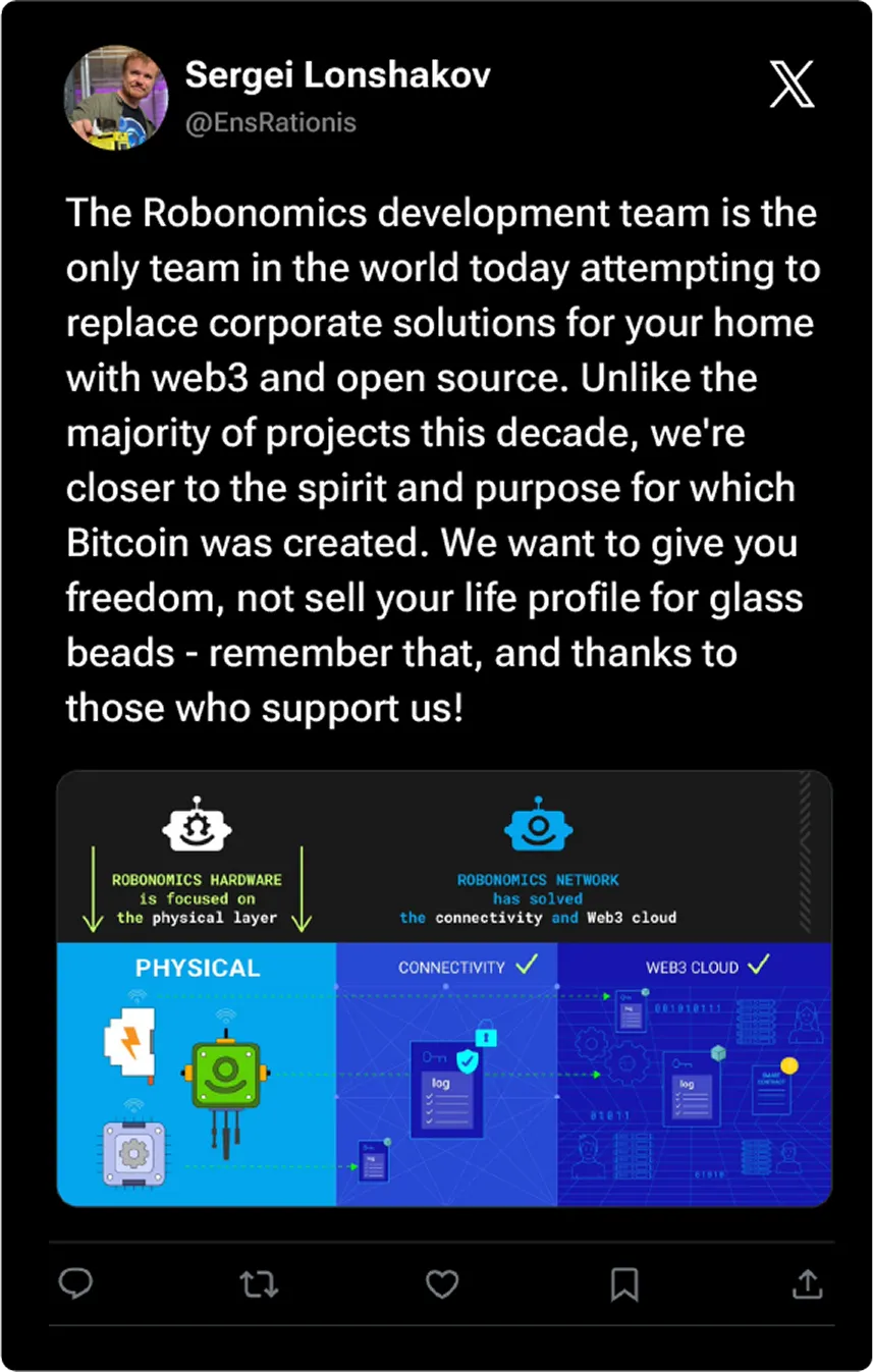 Tweet about Robonomics hardware