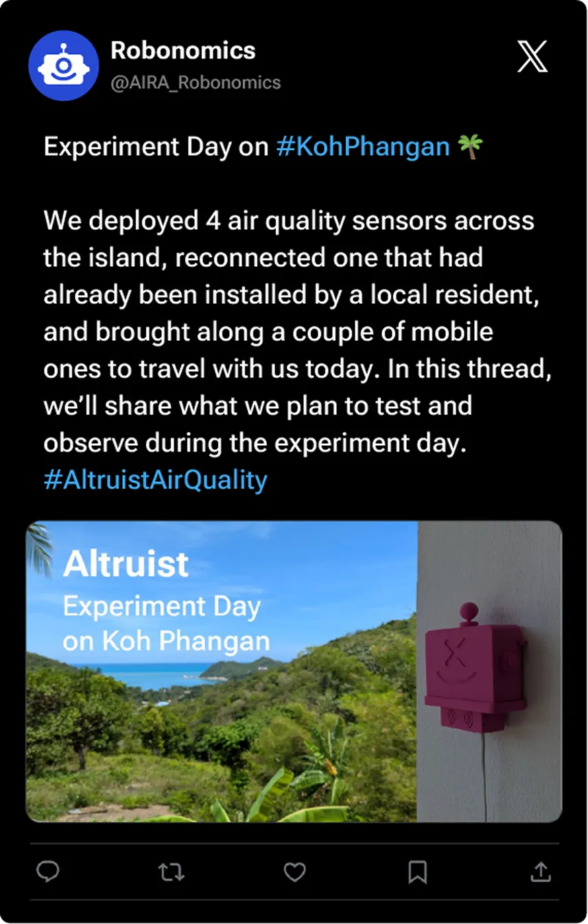 Tweet about Experiment Day on Koh Phangan